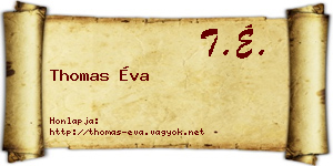 Thomas Éva névjegykártya